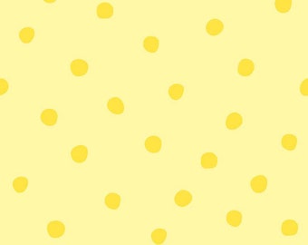 Sunny Skies Dots Sun Yellow Fabric - Riley Blake Designs C14631R-SUN, tela de licuadora de puntos amarillos grandes, tela de licuadora amarilla cortada a medida
