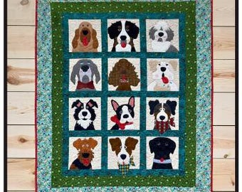 Doggies in the Window Quilt Pattern - The Whole Country Caboodle WCC396, Dog Themed Applique Quilt Pattern, Dog Lover Quilt Pattern