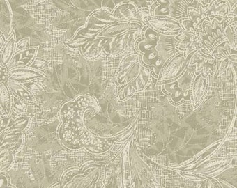 118" Tan Shadows Jacquard Tea Dye Wide Quilt Backing Fabric - Oasis Fabrics 1830805, Light Tan Floral Wide Quilt Backing Fabric By the Yard