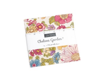 Paquete de encanto de Chelsea Garden - Moda 33740PP, paquete de encanto de tela de cachemira floral de reproducción, paquete de encanto floral de cachemira verde azulado rosa