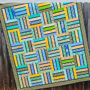Pinstriped Quilt Pattern PDF Version, Cuddle Cat Quiltworks CCQ083, Strip Pack or Layer Cake Quilt Pattern, Easy Jelly Roll Quilt Pattern