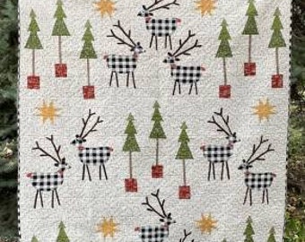 So This is Christmas Quilt Pattern - Cotton Street Commons 219, Christmas Applique Quilt Pattern, Christmas Trees and Reindeer Quilt Pattern