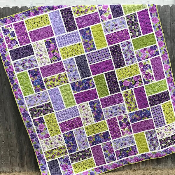 Bricktown Quilt Pattern PDF Version, Cuddle Cat Quiltworks CCQ072, Layer Cake or Fat Quarter Quilt Pattern, Large Block Quilt Pattern