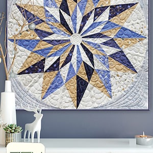 Winter Star Quilt Pattern - Zen Chic WSQP, Star Wall Hanging Quilt Pattern - Lone Star Quilt Pattern - Modern Star Quilt Pattern