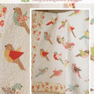 Feathers Bird Quilt Pattern - The Pattern Basket TPB-1705, Margot Languedoc Designs - Birds Quilt Pattern - Layer Cake Friendly Pattern