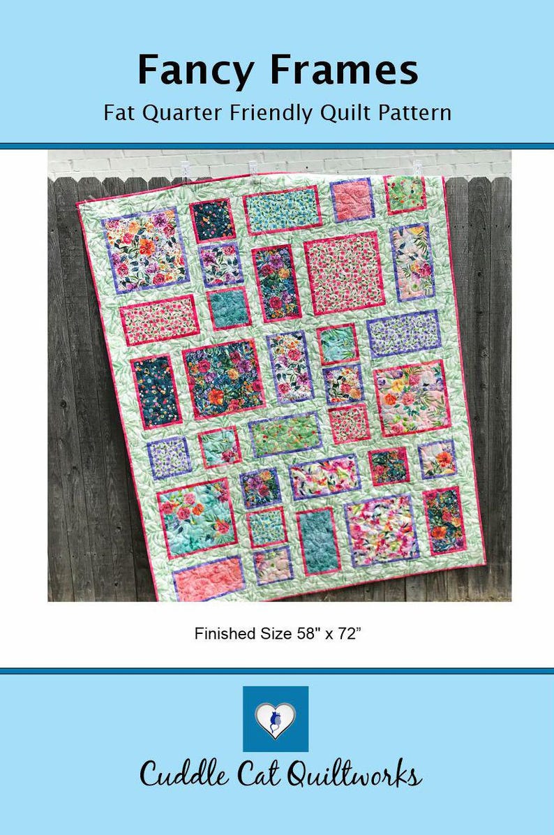 Fancy Frames Quilt Pattern PDF Version, Cuddle Cat Quiltworks CCQ074, Fat Quarter Friendly Big Block Quilt Pattern for Large Prints image 8