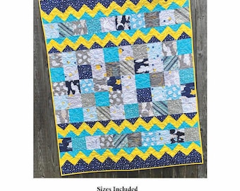 Baby Blocks Charm Square Baby Quilt Pattern in Two Size Options Printed Version - Cuddle Cat Quiltworks CCQ075, Baby Quilt Charm Pattern