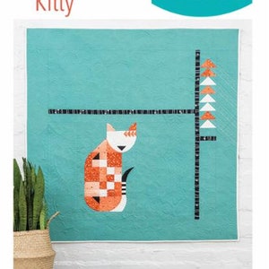 Posh Kitty Quilt Pattern - Sew Kind of Wonderful SKW437, Mini Quick Curve Ruler Pattern, Modern Cat Quilt Pattern, Simple Cat Quilt Pattern