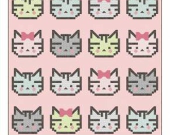 Patchwork Kitty Quilt Pattern - Kelli Fannin Quilt Designs KFQP154, Cat Quilt Pattern - Cat Lover Quilt Pattern, Cat Themed Quilt Pattern