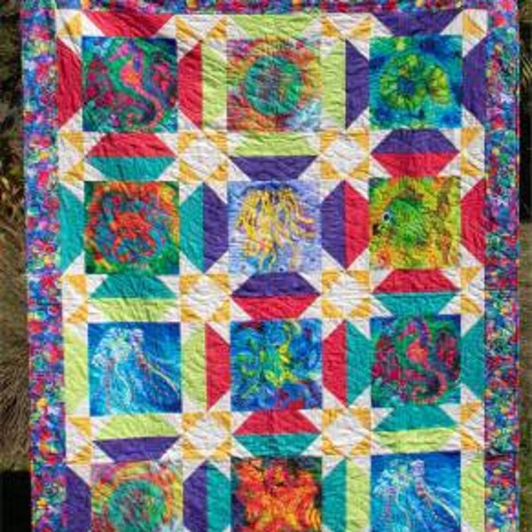 Block Talk Stars Quilt Pattern - Swirly Girls SGD070, Fabric Panel or T Shirt Quilt Pattern, T Shirt Quilt Pattern, Big Block Quilt Pattern