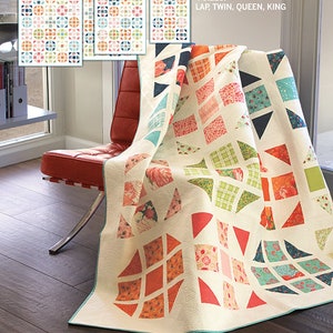Hopscotch Happy Quilt Pattern - Robin Pickens RPQP-HH101, Layer Cake Charm Pack or Fat Quarter Friendly Quilt Pattern in Four Sizes