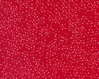 Winterly Thatched Dotty Crimson Fabric - Moda Fabrics 48715-43, Dark Red Dotted Blender Fabric, Thatched Crimson Fabric By the Yard