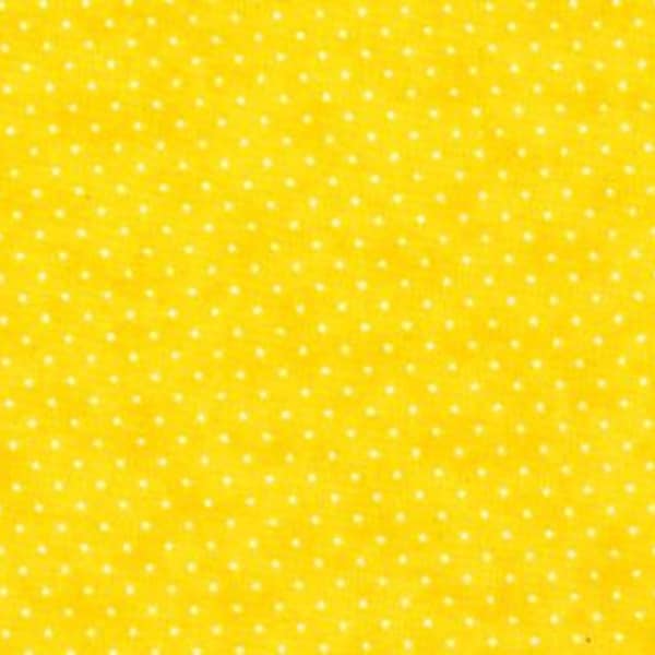 Moda Essential Dots Sunshine Yellow Fabric 8654-37, Yellow and White Blender Fabric, Yellow Polka Dot Fabric, By the Yard