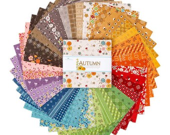 Autumn 5" Stacker Charm Pack - Riley Blake Designs 5-14650-42, Fall Themed Floral Charm Pack, Fall Colors Charm Pack by Lori Holt