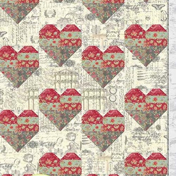 Love Wins Quilt Pattern - Lavender Lime Quilting DLL203, Hearts Themed Quilt Pattern, Easy Valentine Quilt Pattern