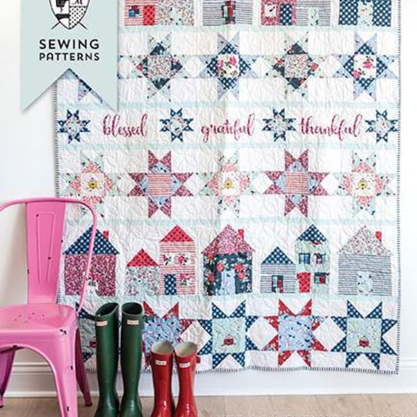 Let's Stay Home Quilt Pattern - Melissa Mortenson P115-LETSSTAYHOME, Foundation Pieced and Traditional Pieced Houses and Stars Quilt Pattern