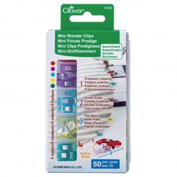 Clover Mini Wonder Clips Assorted 50pc With Storage Case 3189 