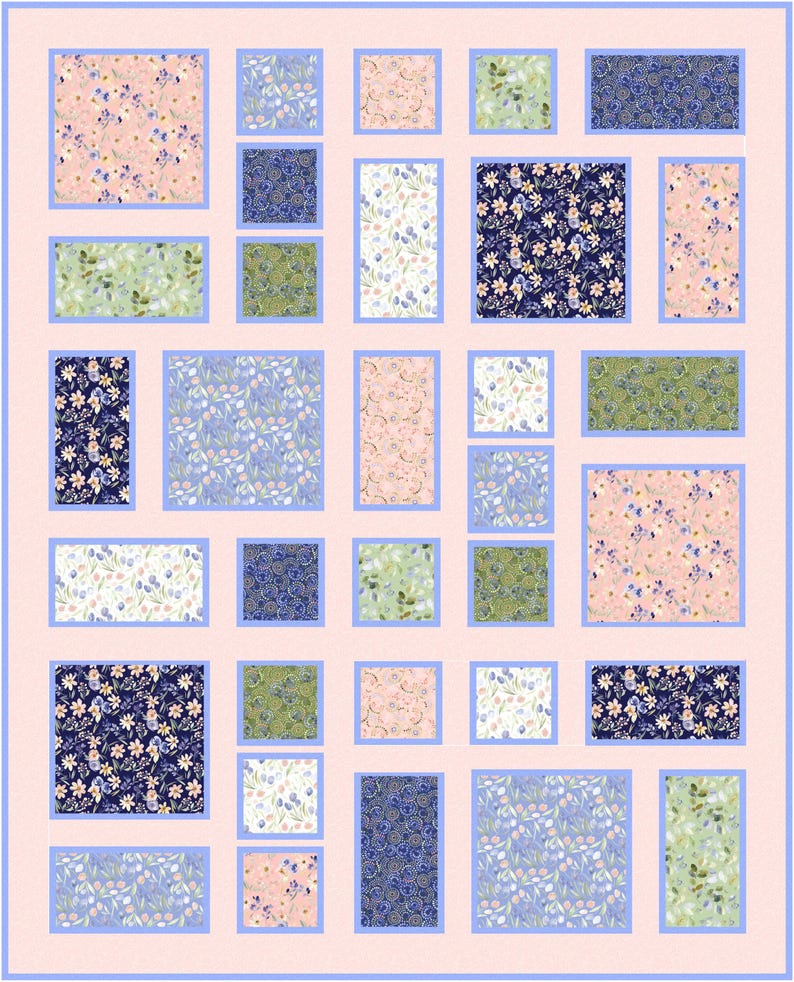 Fancy Frames Quilt Pattern PDF Version, Cuddle Cat Quiltworks CCQ074, Fat Quarter Friendly Big Block Quilt Pattern for Large Prints image 7