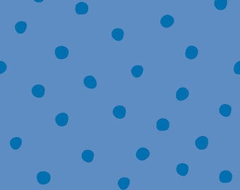 Sunny Skies Dots Dusk Fabric - Riley Blake Designs C14631R-DUSK, tela de licuadora de puntos azules grandes, tela de licuadora azul mediana cortada a medida