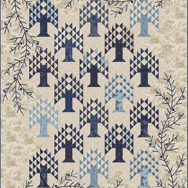 Blue Spruce Quilt Pattern - Laundry Basket Quilts LBQ-0488-P, Trees and Vines Applique Quilt Pattern