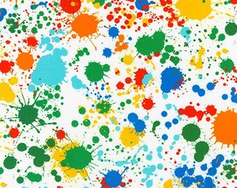 108" Primary Colors Splatter Wide Quilt Backing Fabric - 25" REMNANT CUT - Robert Kaufman SRKXD-18147-195, Spatter Wide Quilt Backing