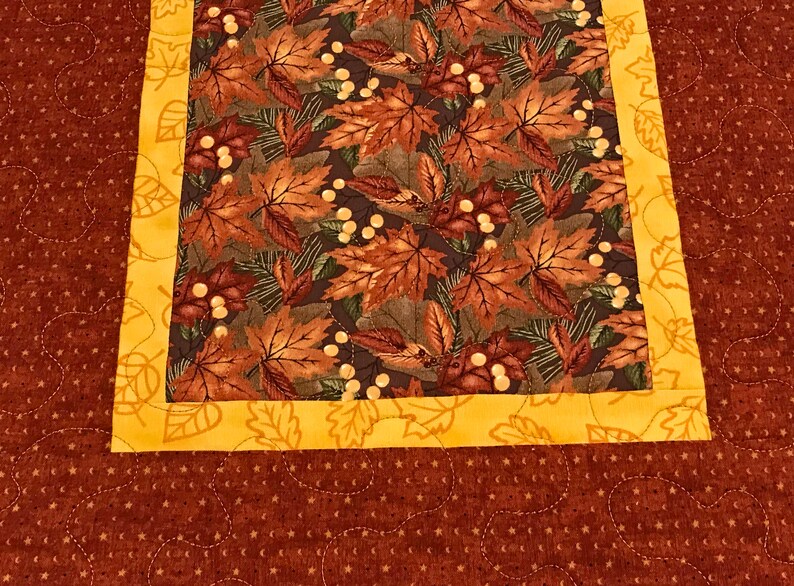 Quilted Rust Gold Fall Table Runner Fall Colors Table Runner Etsy