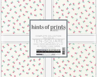 Hints of Prints 10 Square Layer Cake - Robert Kaufman TEN-1235-42, Small Floral Fabric Layer Cake, Background Florals Pre-cuts Layer Cake