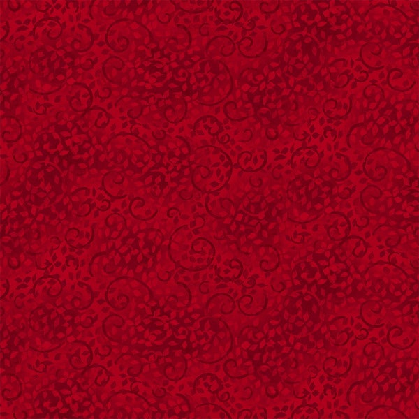 Ruby Slippers Red Scroll Fabric Wilmington Essentials Wilmington Prints 26035-333, Dark Red Blender Fabric, Red Tonal Fabric - By the Yard