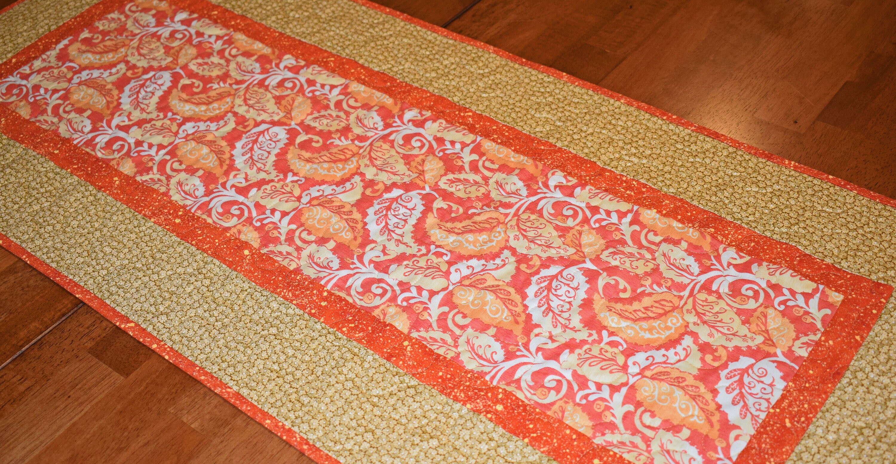 Fall Leaves Quilted Table Runner Autumn Table Runner Tan Etsy