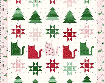 Scaredy Cat Christmas Quilt Pattern - Amanda Niederhause P156, Christmas Cat Quilt Pattern, Trees & Cats Quilt Pattern, Layer Cake Friendly