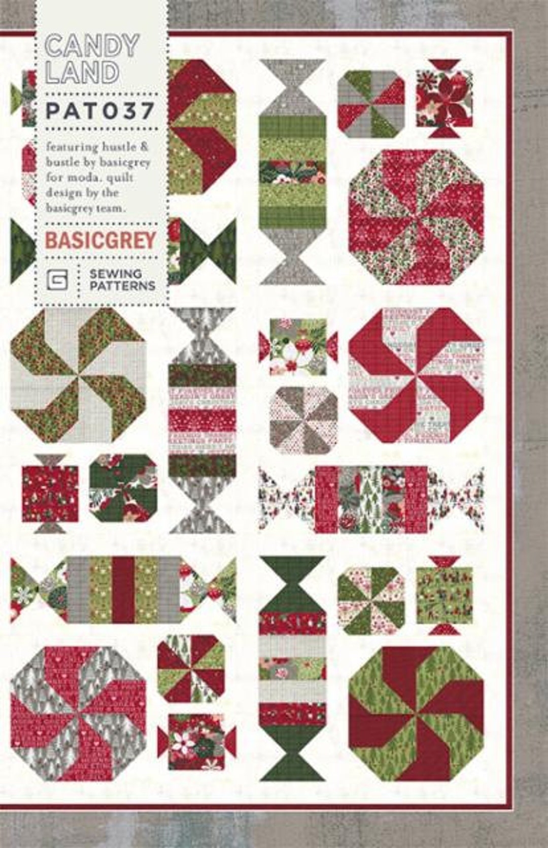 Candy Land Quilt Pattern by Basicgrey PAT037, Christmas Candy Quilt