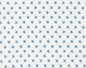 Old Glory Americana Stars Cloud Sky Fabric - Moda 5204- 22, Patriotic Stars Fabric, Blue & White Stars Fabric, Americana Fabric, By the Yard