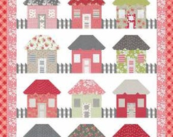 Picket Fence Cottages Quilt Pattern - Corey Yoder Coriander Quilts 186, Houses Quilt Pattern, Fat Eighth Friendly House Quilt Pattern