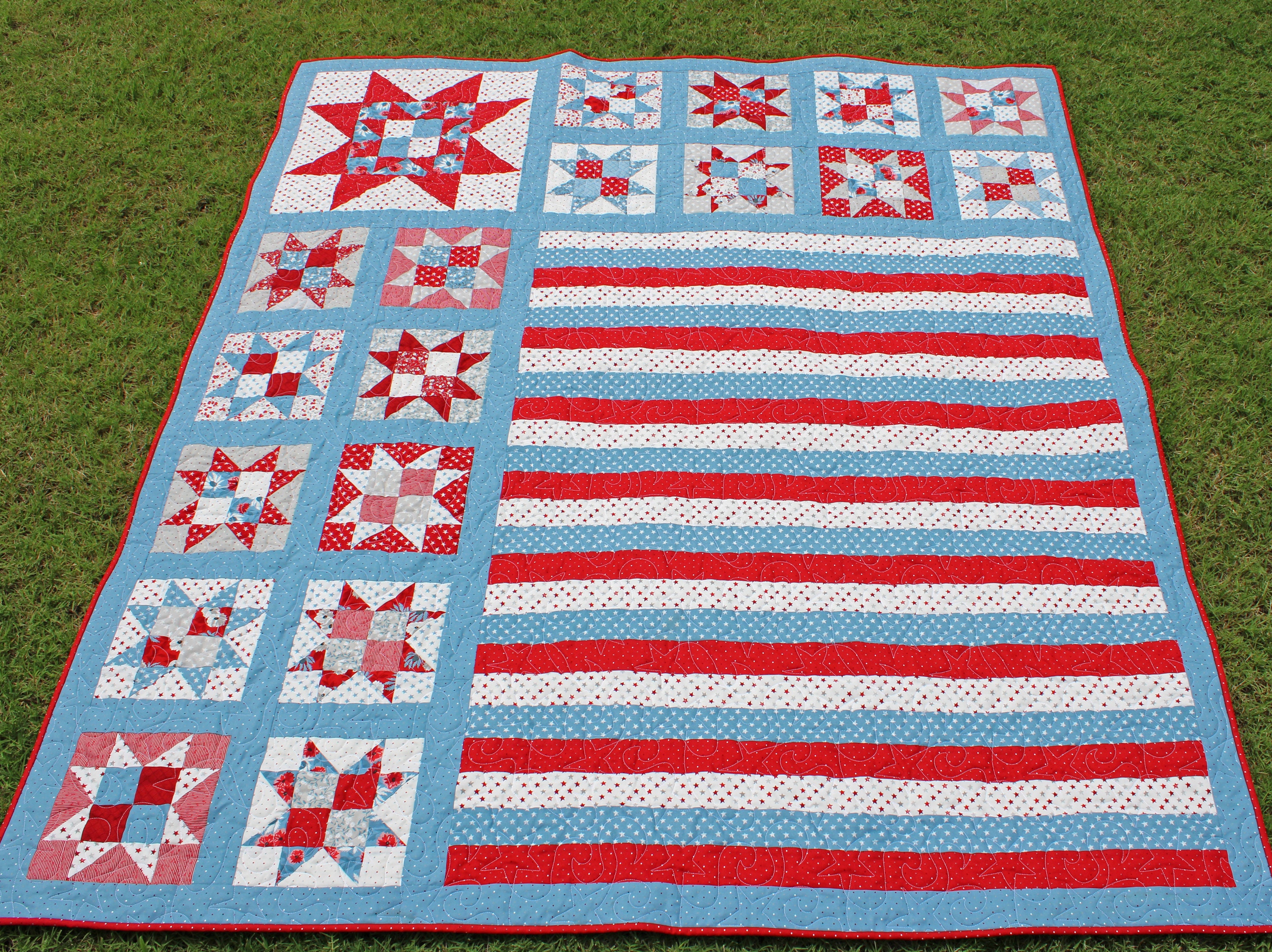 One Nation Patriotic Quilt Pattern PDF Version - Cuddle Cat Quiltworks ...