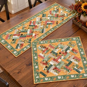 Tischläufer- und Tischdeckenmuster „Geflochtene Quadrate“ (PDF-Version) – Cuddle Cat Quiltworks CCQ081, Charm Square Tischläufer- oder Tischdeckenmuster