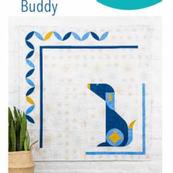 Posh Buddy Quilt Pattern - Sew Kind of Wonderful SKW439, Mini Quick Curve Ruler Pattern, Modern Dog Quilt Pattern, Simple Dog Quilt Pattern