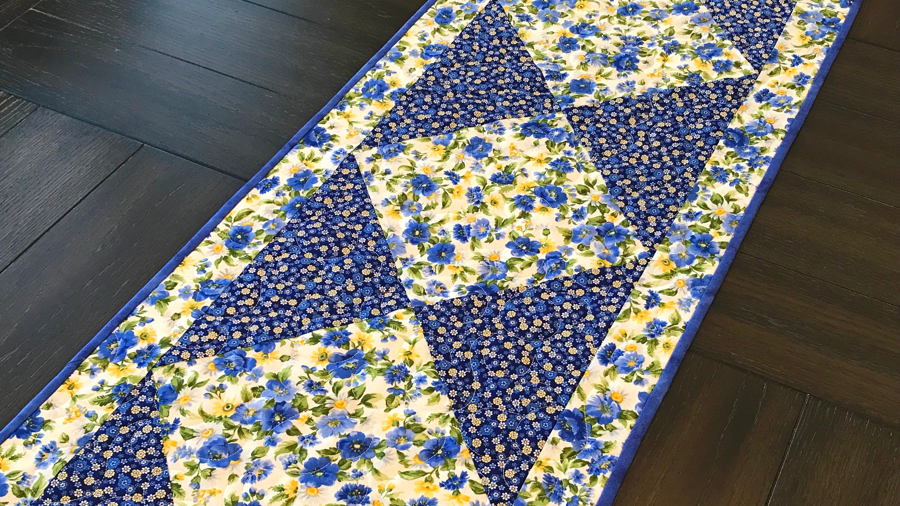Blue and Yellow Floral Table Runner Quilted Spring and Summer Etsy