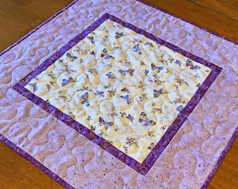 Purple Butterfly Table Topper, Quilted Butterfly Table Topper, Purple Table Topper, Butterfly Decor, Butterfly Table Quilt
