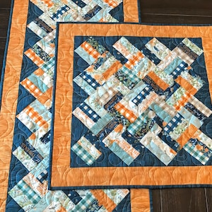 Braided Squares Table Runner & Topper Pattern PDF Version - Cuddle Cat Quiltworks CCQ081, Charm Square Table Runner or Topper Pattern