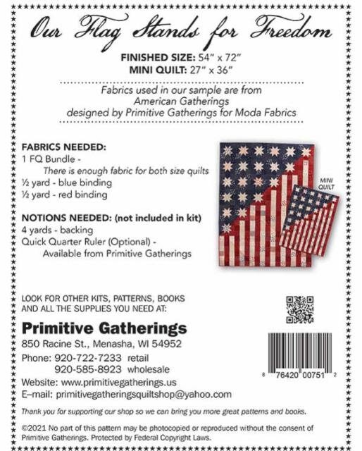 Our Flag Stands for Freedom Quilt Pattern Primitive Etsy