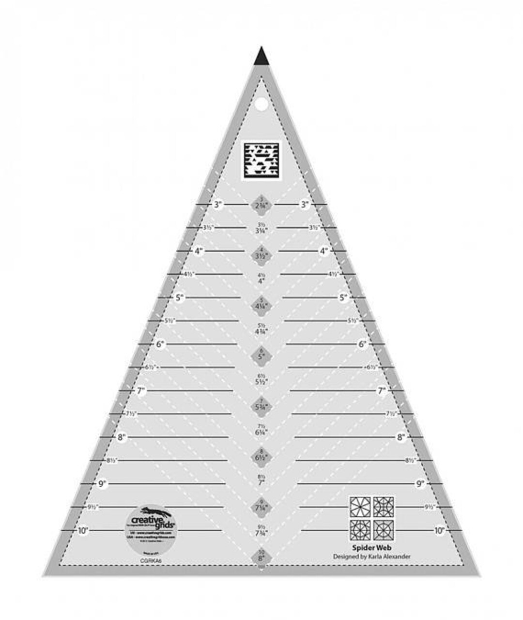 Spider Web Ruler by Creative Grids #CGRKA6, Non Slip Triangle Ruler ...