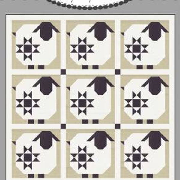 Motif de courtepointe étoiles lainées - courtepointes coriandre CQP188, motif de courtepointe sur le thème mouton Fat Quarter, motif de courtepointe étoiles