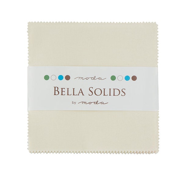 Bella Solids Ivory Charm Pack - Moda 9900PP-60, 42 - 5" Fabric Squares - Ivory Pre-Cut 5 Inch Squares, Ivory Charm Pack