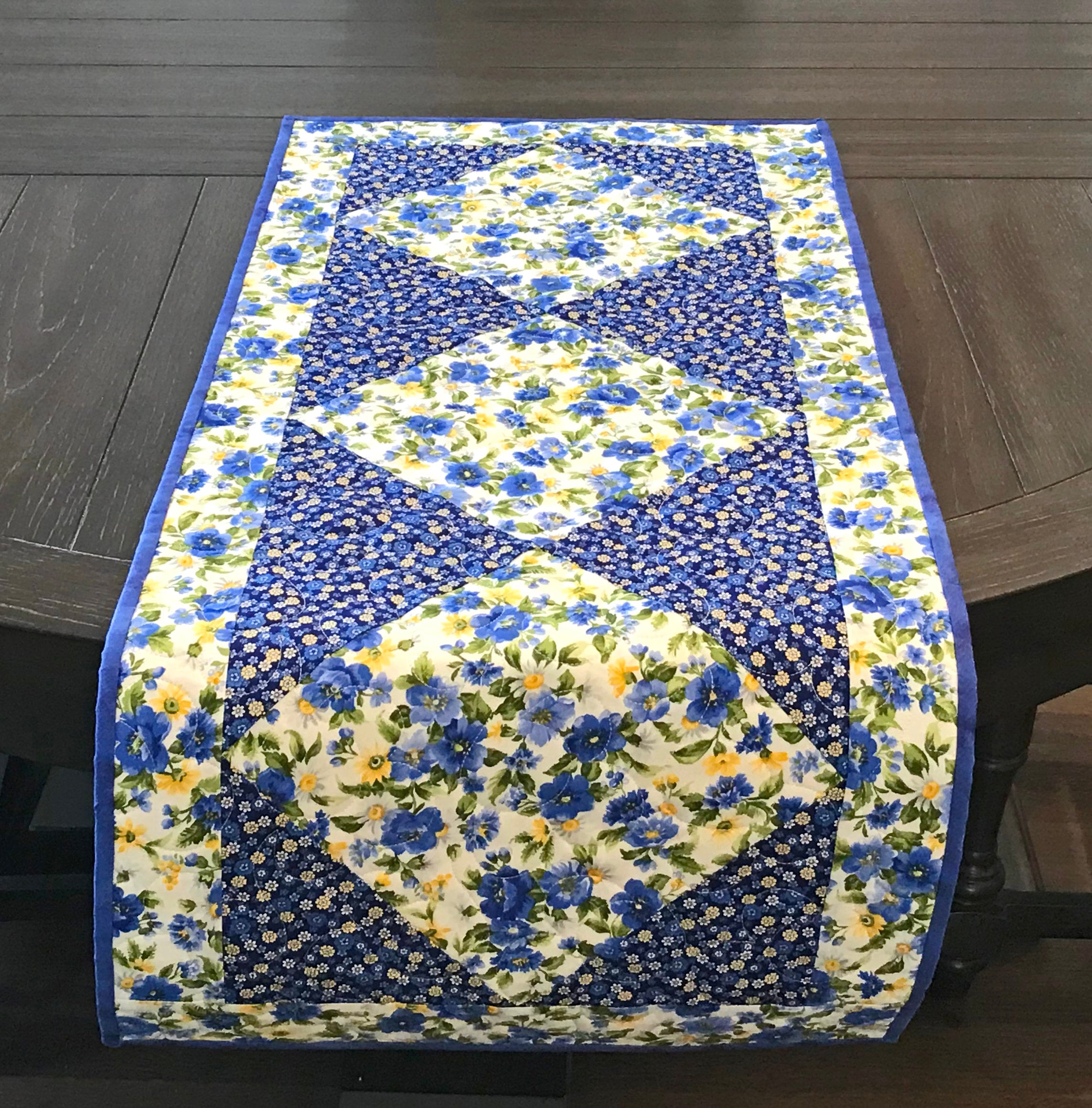 Blue and Yellow Floral Table Runner Quilted Spring and Summer Etsy