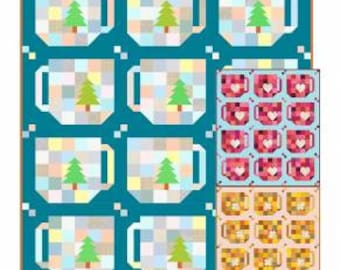 Patchwork Mugs Quilt Pattern with Three Mug Versions - Satomi Quilts SQ-028, Fat Quarter Friendly Coffee Mug Quilt Pattern