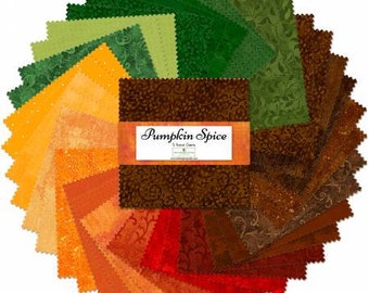 Pumpkin Spice 5 Karat Gems Charm Pack - Wilmington Essential Gems Q507-124-507, Fall and Autumn Colors Charm Pack, Fall Fabric Pre-Cuts