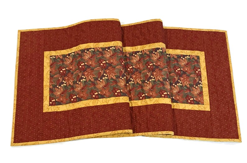 Quilted Rust Gold Fall Table Runner Fall Colors Table Runner Etsy