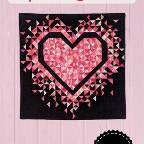 Mini Exploding Heart Quilt Pattern - Slice of Pi Quilts SPQ339, Fat Eighth Friendly Heart Quilt Pattern, Valentine Wall Hanging Pattern