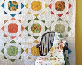 Simple Solstice Quilt Pattern - Robin Pickens RPQP-SSOL131, Charm Pack or Layer Cake Friendly Quilt Pattern in Two Sizes