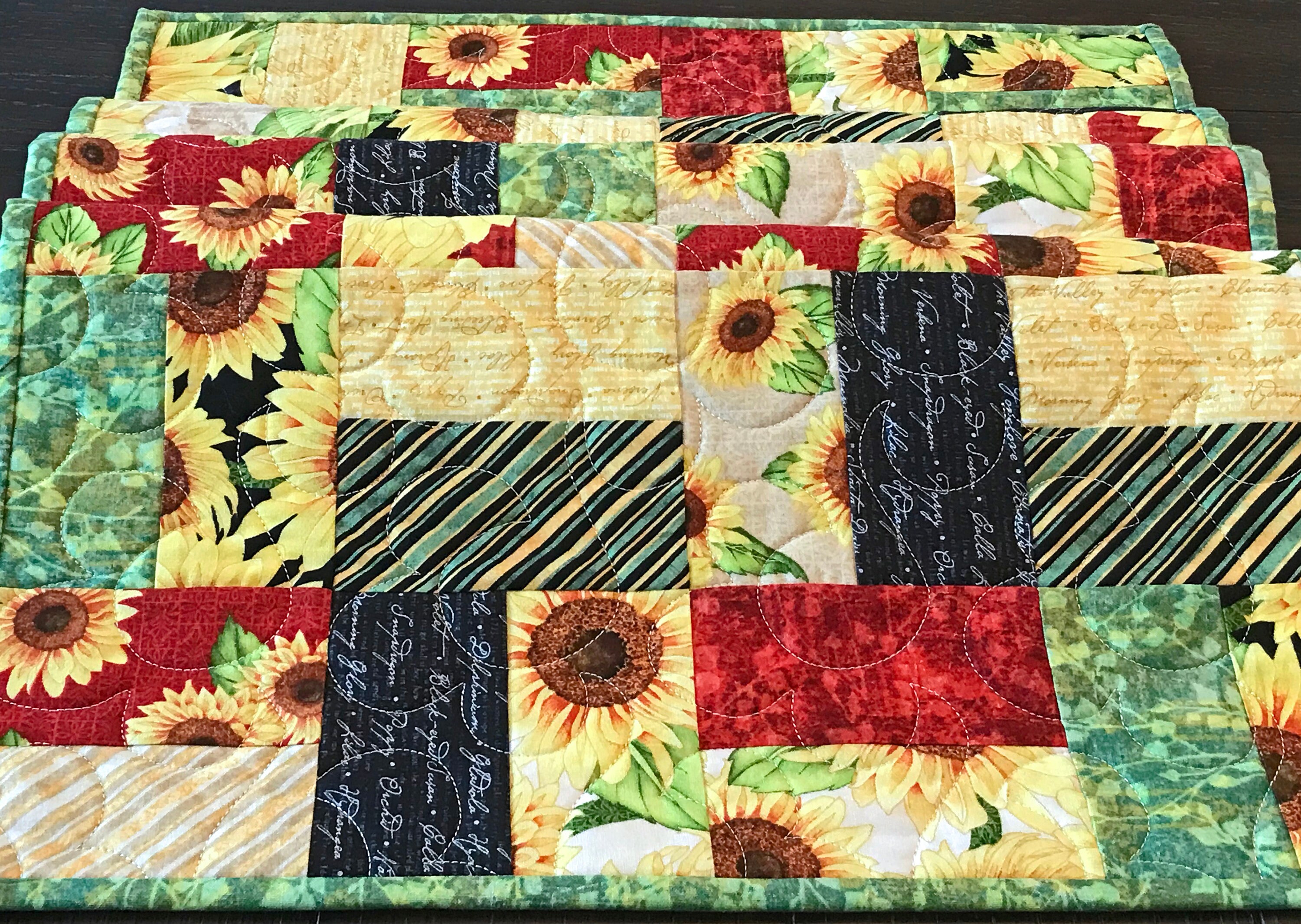 Sunflower Patchwork Table Runner Floral Patchwork Table - Etsy